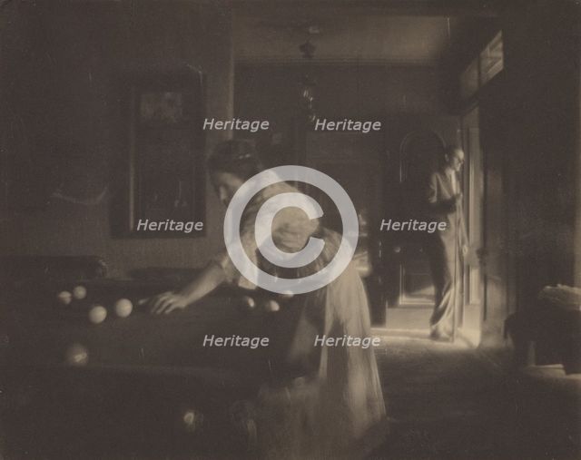 Gertrude Käsebier O'Malley at Billiards (Self-portrait), about 1909. Creator: Gertrude Kasebier.
