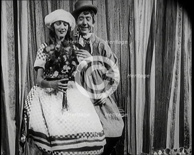 Gertrude Lawrence and Herbert Mundin Dressed as Country Types and Performing for the Camera, 1922. Creator: British Pathe Ltd.