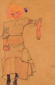 Gertrude Schiele seated, 1910. Creator: Schiele, Egon (1890-1918)