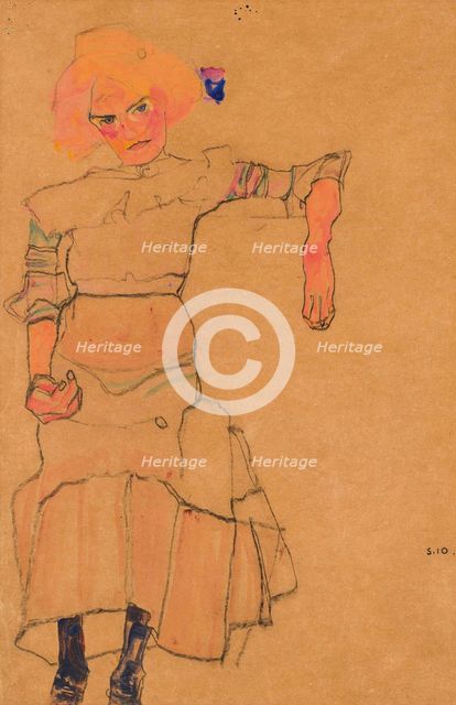 Gertrude Schiele seated, 1910. Creator: Schiele, Egon (1890-1918).