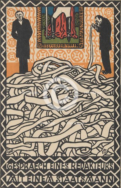 Gespräch eines Redakheurs mit einem Staatsmann Editor's Conservation with a Statesman), 1907. Creator: Moritz Jung.