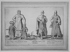 Gestus habitusq. in Turcia puerorum foras exeuntium; Mulier Turca cui amictui est tegmen M..., 1580. Creator: Abraham de Bruyn