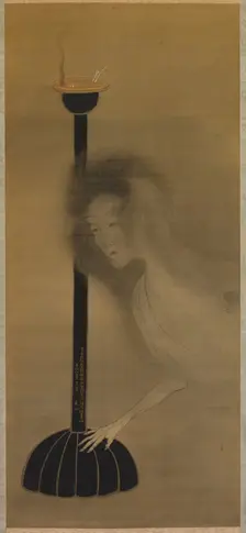 Ghost and Oil Lamp, 1810. Creator: Bun'ichi Tani (Japanese, 1787-1818)