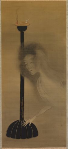 Ghost and Oil Lamp, 1810. Creator: Bun'ichi Tani (Japanese, 1787-1818)