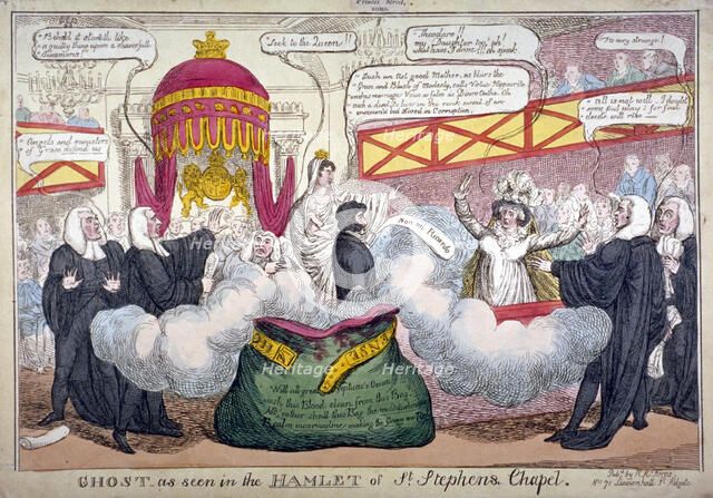 'Ghost as seen in the Hamlet of St Stephen's Chapel', 1820. Artist: Anon