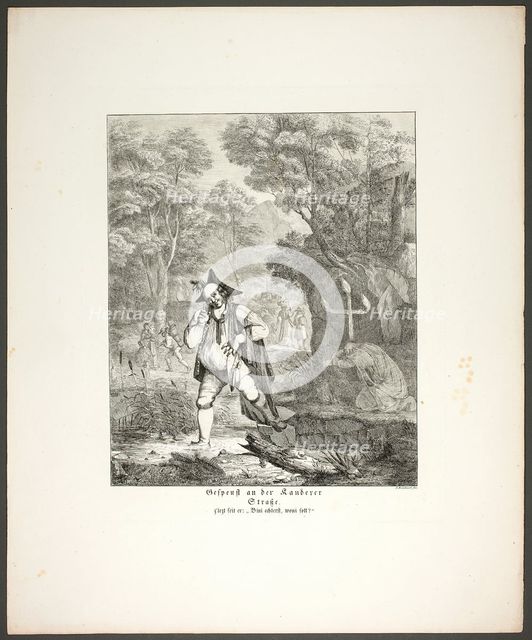 Ghost on the Kandern Road, plate six from Zehn Blätter zu Hebels Alemannischen..., 1820. Creator: Sophie Reinhard.