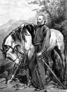 Giuseppe Garibaldi, Italian patriot and soldier of the Risorgimento, 1861. Artist: Anon
