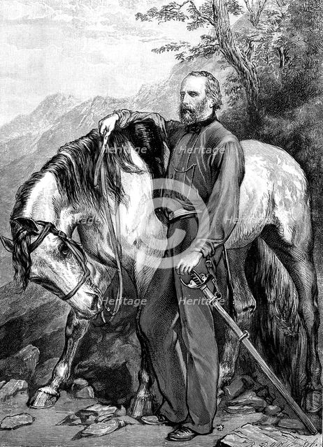 Giuseppe Garibaldi, Italian patriot and soldier of the Risorgimento, 1861.  Artist: Anon