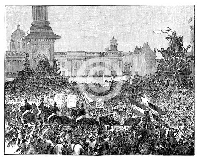 Giuseppe Garibaldi's reception in Trafalgar Square, London, 1864. Artist: Unknown