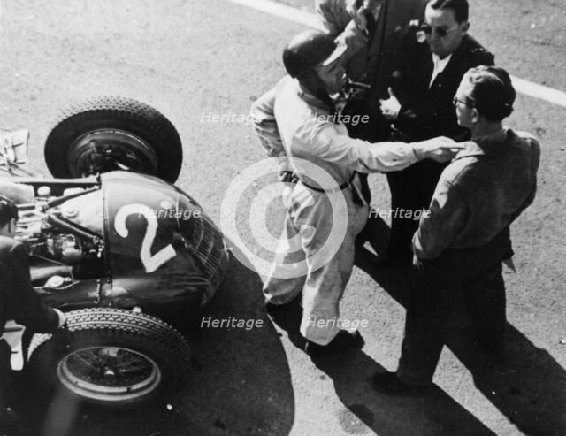 Giuseppe Farina and Alfa Romeo 159, French Grand Prix, Rheims, 1951. Artist: Unknown