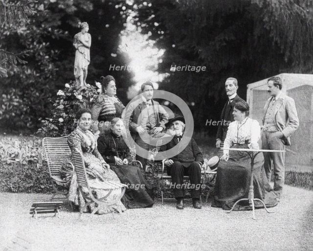 Giuseppe Verdi, his wife Giuseppina Strepponi (on his right), his adopted daughter Maria Carrara Ver