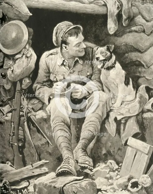 "Give Her My Love!" Tommy and His Canine Friend', 1917. Creator: Stanley Llewellyn Wood.