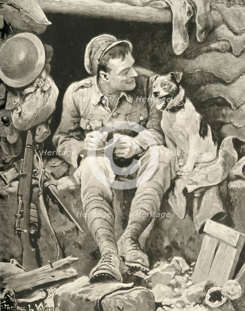 "Give Her My Love!" Tommy and His Canine Friend', 1917. Creator: Stanley Llewellyn Wood.