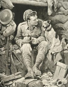 "Give Her My Love!" Tommy and His Canine Friend 1917. Creator: Stanley Llewellyn Wood