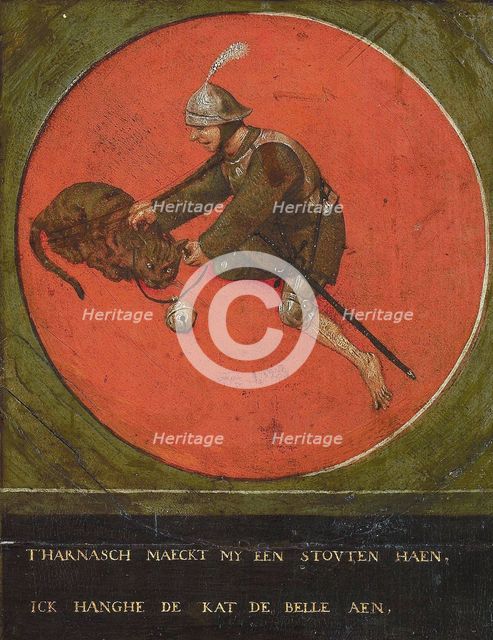 Give me a suit of armour and I become bold enough to bell the cat, 1558. Creator: Bruegel (Brueghel), Pieter, the Elder (ca 1525-1569).