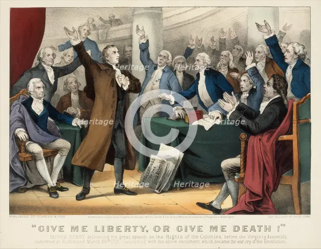 Give Me Liberty or Give Me Death!-Patrick Henry delivering his great speech on the Rights ..., 1876. Creators: Nathaniel Currier, James Merritt Ives, Currier and Ives.