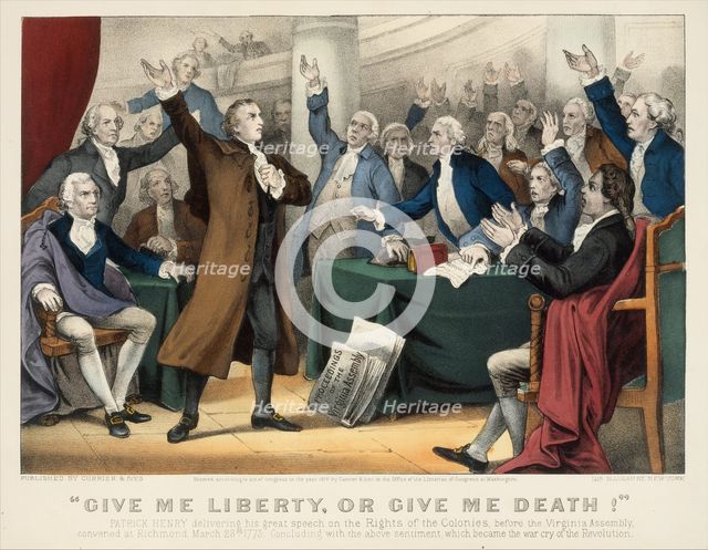 Give Me Liberty or Give Me Death!-Patrick Henry delivering his great speech on the Rights ..., 1876. Creators: Nathaniel Currier, James Merritt Ives, Currier and Ives.