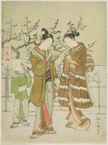 Giving a Light by the Garyubai Plum Tree, c. 1767/68. Creator: Suzuki Harunobu