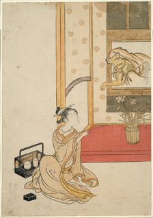 Giving Daruma a Smoke, 1765. Creator: Suzuki Harunobu
