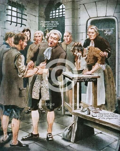 'Giving Prisoners the Smallpox in Gaol', late 18th century, (c1934). Creator: Unknown.