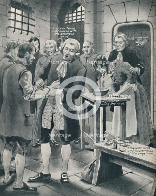 'Giving Prisoners the Smallpox in Gaol', late 18th century, (c1934). Artist: Unknown.