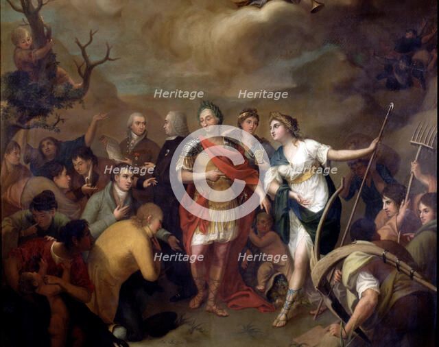  'Giving the land to settlers of Sierra Morena' Carlos III (1717-1788), King of Spain.