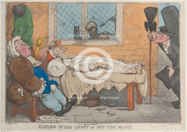 Giving Up the Ghost or One Too Many, 1813?., 1813?. Creator: Thomas Rowlandson.