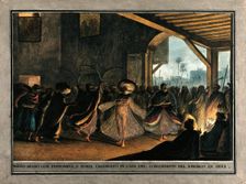 Giza, Egypt: a dance by sword dancers in the commandant's house, c1780s. Creator: Luigi Mayer