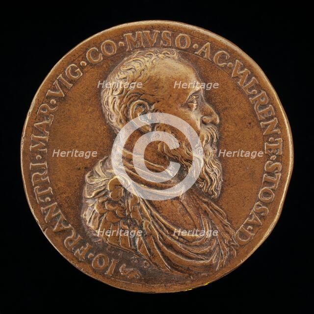 Gianfrancesco Trivulzio, 1504-1573, Marquess of Vigevano 1518 and Count of Mesocco [obverse], c1548. Creator: Pietro Paolo Galeotti.