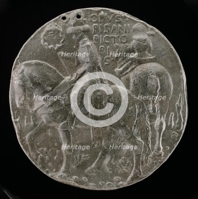 Gianfrancesco Riding in a Rocky Landscape, with a Companion [reverse], c. 1439. Creator: Pisanello.