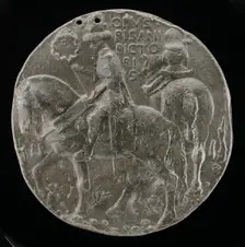 Gianfrancesco Riding in a Rocky Landscape, with a Companion [reverse], c. 1439. Creator: Pisanello