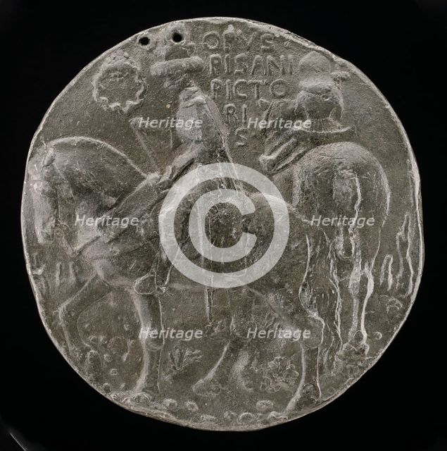 Gianfrancesco Riding in a Rocky Landscape, with a Companion [reverse], c. 1439. Creator: Pisanello.