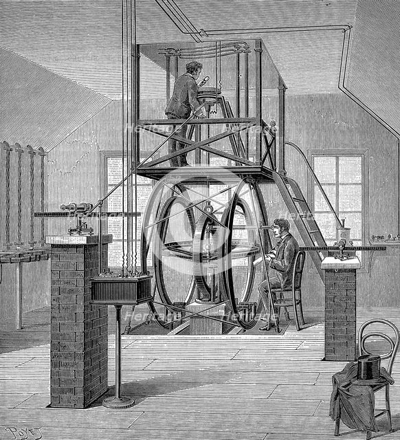 Giant galvanometer in the physics laboratory, Cornell University, New York, USA, 1886. Artist: Unknown