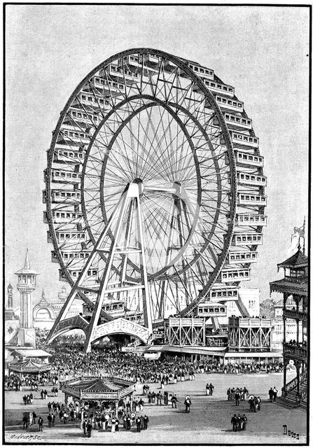Giant Ferris wheel, International Exhibition, Chicago, 1893. Artist: Unknown