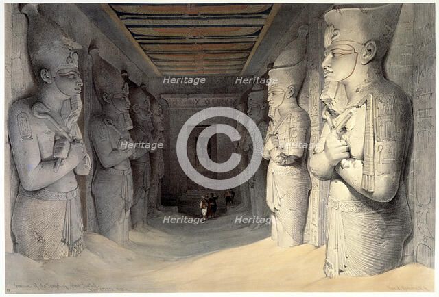 Giant limestone statues of Rameses II, Temple of Rameses, Abu Simbel, Egypt, 1836. Artist: David Roberts
