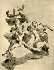 Giants fighting mid 18th century, (1928). Artist: Giovanni Battista Tiepolo