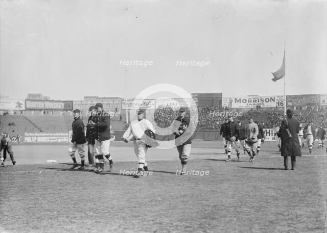 Giants walk onto field; John McGraw leads, New York, NL (baseball), 1911. Creator: Bain News Service.