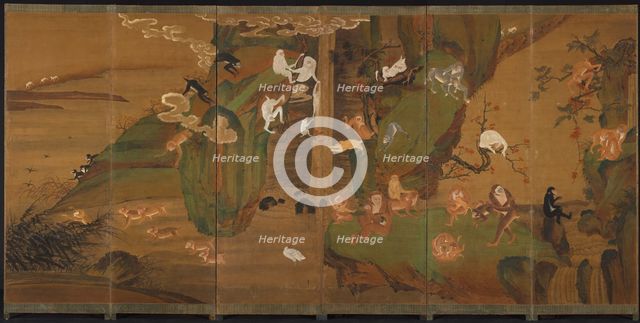 Gibbons in a Landscape, late 1800s or early 1900s. Creator: Unknown.
