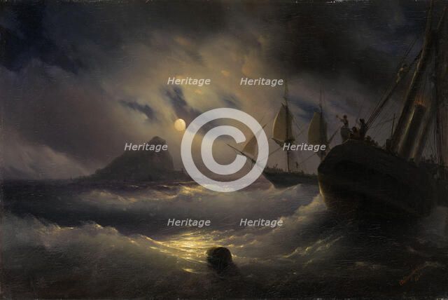 Gibraltar by Night, 1844. Artist: Aivazovsky, Ivan Konstantinovich (1817-1900)