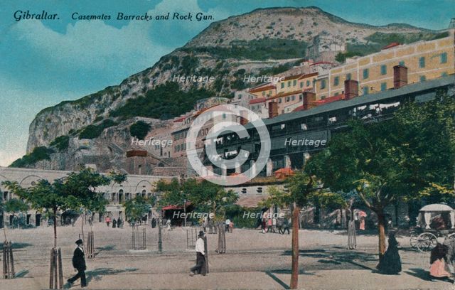 'Gibraltar - Casemates Barracks and Rock Gun', c1900. Artist: Unknown.
