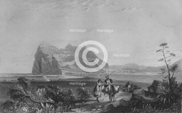 'Gibraltar. From the lower Signal Tower at the foot of the Queen of Spain's Chair', 1840. Artist: Edward Francis Finden.