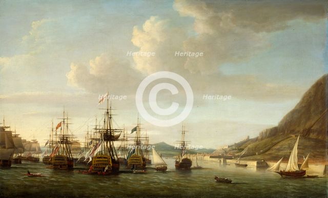 Gibraltar relieved by Sir George Rodney, 1780, 1780-1782. Creator: Dominic Serres.