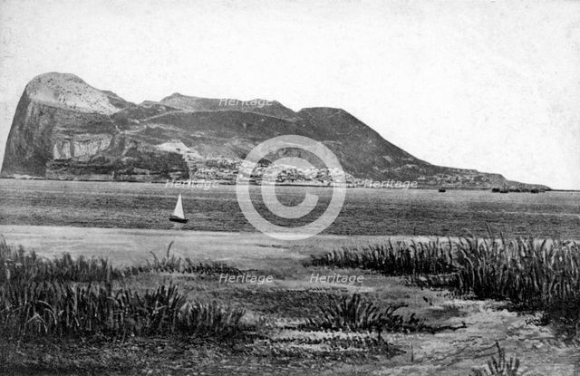 Gibraltar Rock from Campo, early 20th century. Artist: VB Cumbo