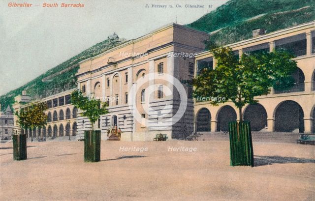 'Gibraltar - South Barracks', 1900. Artist: Unknown.