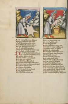 Gideon and the Miraculous Dryness of the Fleece: Gideon and the Dew on the Fleece, about 1400-1410. Creator: Unknown