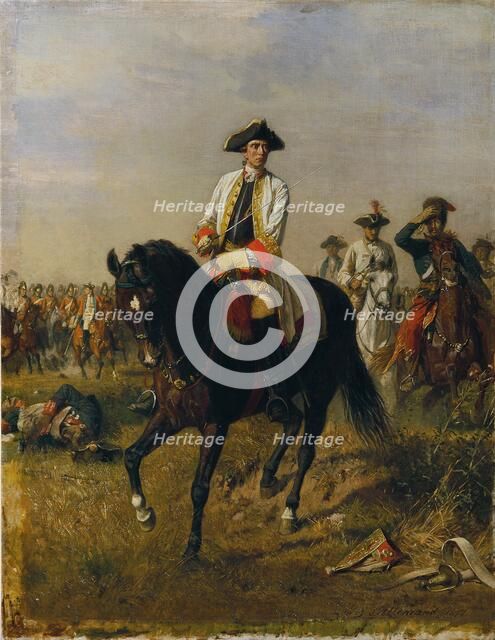 Gideon Ernst Freiherr von Loudon at Kunersdorf  , 1877. Creator: L'Allemand, Siegmund (1840-1910).