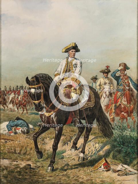 Gideon Ernst Freiherr von Loudon at Kunersdorf  , 1877. Creator: L'Allemand; Siegmund (1840-1910).