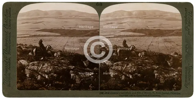 Gideon's battlefield and the Hill of Moreh, north from Jezreel, Palestine, 1900.Artist: Underwood & Underwood