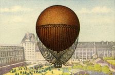 Giffard's balloon exhibited at the Paris World's Fair, 1878, (1932). Creator: Unknown