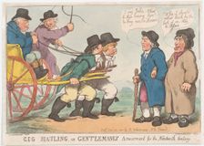 Gig Hauling, or Gentlemanly Amusement for the Nineteenth Century, April 3, 1801., April 3, 1801. Creator: Thomas Rowlandson